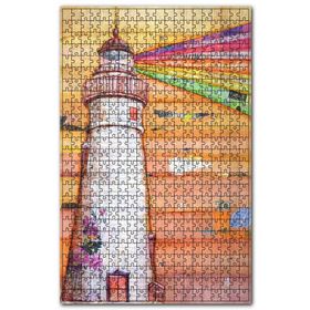 Cakapuzzle Deniz Fenerindeki Renkli Işıklar Görseli Ahşap 500 Parça Puzzle