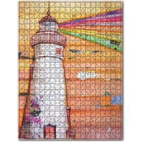 Cakapuzzle Deniz Fenerindeki Renkli Işıklar Görseli Ahşap 500 Parça Puzzle