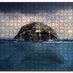 Cakapuzzle Deniz Kaplumbağası Sırtında Ada Şelaleler Görsel Mdf 120 Parça Puzzle