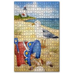Cakapuzzle Deniz Kumsal Kabuğu Martı Fener Görseli Ahşap 500 Parça Puzzle