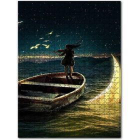Cakapuzzle Deniz Sandalda Keman Çalan Kız ve Sudan Çıkan Ay 255 Parça Puzzle