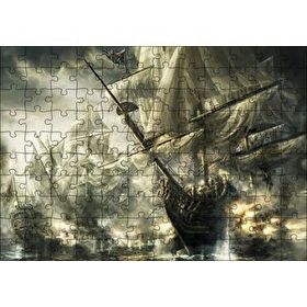 Cakapuzzle Deniz Savaşındaki Yelkenli Gemiler Mdf 120 Parça Puzzle