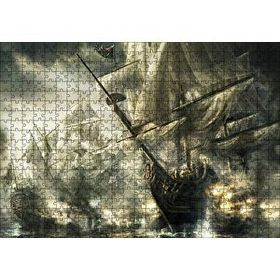 Cakapuzzle Deniz Savaşındaki Yelkenli Gemiler Mdf 500 Parça Puzzle