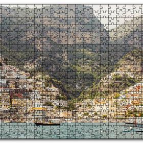 Cakapuzzle Deniz ve Yalçın Kayalıklardaki Evler Mdf 120 Parça Puzzle