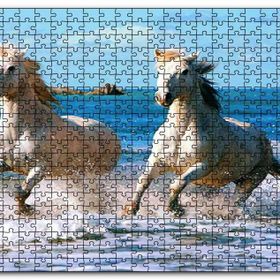 Cakapuzzle Denizde Koşan Beyaz Atlar Mdf 120 Parça Puzzle