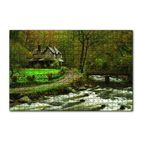 Cakapuzzle Dere Ev Yol Doğa 120 Parça Ahşap Puzzle