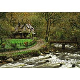 Cakapuzzle Dere Ev Yol Doğa 120 Parça Ahşap Puzzle