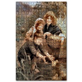 Cakapuzzle Dere Kenarında Çocuklar ve Ördek Yavruları Ahşap 1000 Parça Puzzle