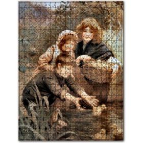 Cakapuzzle Dere Kenarında Çocuklar ve Ördek Yavruları Ahşap 1000 Parça Puzzle