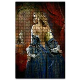 Cakapuzzle Derin Sırt Dekolteli Lacivert Elbiseli Kadın Ahşap 255 Parça Puzzle