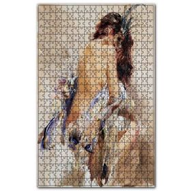 Cakapuzzle Derin Sırt Dekolteli Maskeli Kadın Ahşap 1000 Parça Puzzle