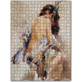 Cakapuzzle Derin Sırt Dekolteli Maskeli Kadın Ahşap 1000 Parça Puzzle
