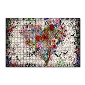 Cakapuzzle Desenler Ve Çiçeklerden Kalp Figürü Görseli 120 Parça Ahşap Puzzle