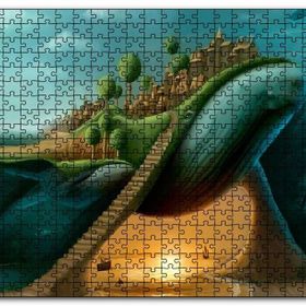 Cakapuzzle Dev Balinanın Sırtındaki Şehir Mdf 120 Parça Puzzle