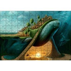 Cakapuzzle Dev Balinanın Sırtındaki Şehir Mdf 120 Parça Puzzle