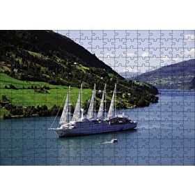 Cakapuzzle Dev Beyaz Yelkenli Manzara 120 Parça Ahşap Puzzle