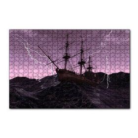 Cakapuzzle Dev Dalgalarla Boğuşan Gulet ve Şimşekler 120 Parça Ahşap Puzzle