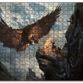 Cakapuzzle Dev Kartal ve Kayalıktaki Savaşçılar Mdf 120 Parça Puzzle