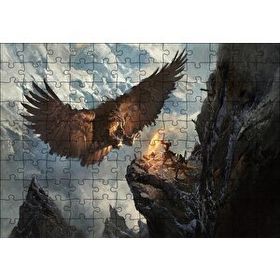 Cakapuzzle Dev Kartal ve Kayalıktaki Savaşçılar Mdf 120 Parça Puzzle