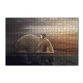 Cakapuzzle Dev Kutup Ayısı ve Üzerinde Çocuklar İllüstrasyon 120 Parça Ahşap Puzzle