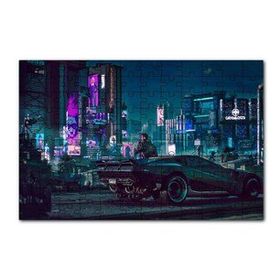 Cakapuzzle Difital Sanat Araba Möder Şehir Görseli 120 Parça Ahşap Puzzle