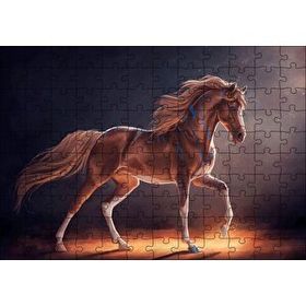 Cakapuzzle Dijital Sanat Kahverengi At Görseli 120 Parça Ahşap Puzzle