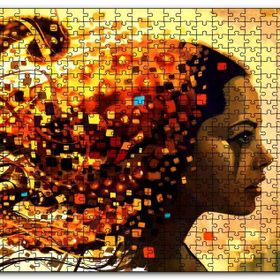 Cakapuzzle Dijitalfigüratif Resim Üzgün Kadın Görseli Mdf 120 Parça Puzzle