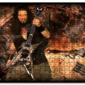 Cakapuzzle Dimebag Darrell Gitarı ve Arkaplanda Dev Saat Mdf 255 Parça Puzzle