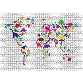 Cakapuzzle Dinozorlardan Oluşan Dünya Haritası 120 Parça Ahşap Puzzle