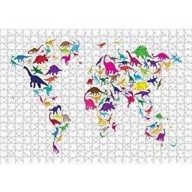 Cakapuzzle Dinozorlardan Oluşan Dünya Haritası 120 Parça Ahşap Puzzle