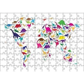 Cakapuzzle Dinozorlardan Oluşan Dünya Haritası 120 Parça Ahşap Puzzle