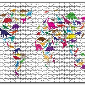Cakapuzzle Dinozorlardan Oluşan Dünya Haritası Mdf 120 Parça Puzzle