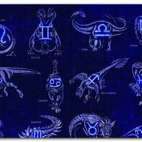 Cakapuzzle Dinozorlu Burç Sembolleri Neon Mdf 120 Parça Puzzle