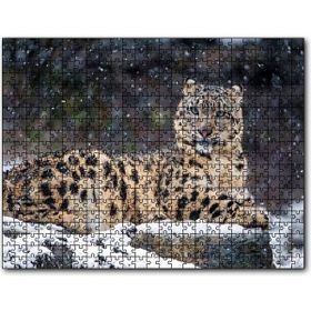 Cakapuzzle Dişi Kar Leoparı Kayalıkta Mdf 500 Parça Puzzle