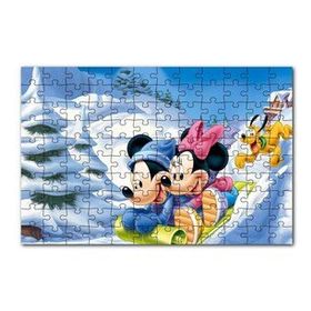 Cakapuzzle Disney Mickey Mouse Minnie Mouse Plüton Kar 120 Parça Ahşap Puzzle