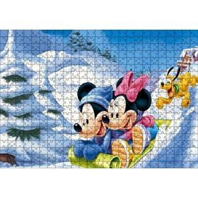 Cakapuzzle Disney Mickey Mouse Minnie Mouse Plüton Kar 120 Parça Ahşap Puzzle