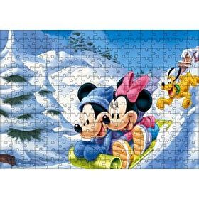 Cakapuzzle Disney Mickey Mouse Minnie Mouse Plüton Kar 120 Parça Ahşap Puzzle