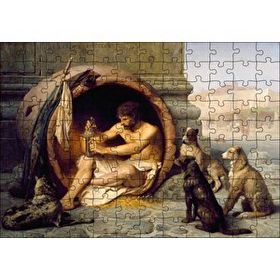 Cakapuzzle Diyojen Köpekleri ve Fıçısı Mdf 120 Parça Puzzle
