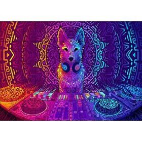 Cakapuzzle DJ Köpek ve Saykodelik Desenler 120 Parça Ahşap Puzzle