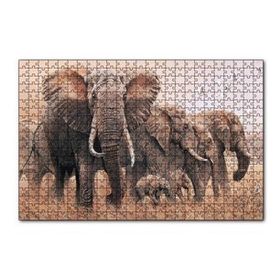 Cakapuzzle Doğada Fil Ayleleri Kuşlar Görseli 120 Parça Ahşap Puzzle