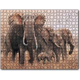Cakapuzzle Doğada Fil Ayleleri Kuşlar Görseli Mdf 1000 Parça Puzzle