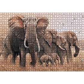 Cakapuzzle Doğada Fil Ayleleri Kuşlar Görseli Mdf 1000 Parça Puzzle