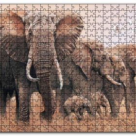 Cakapuzzle Doğada Fil Ayleleri Kuşlar Görseli Mdf 500 Parça Puzzle