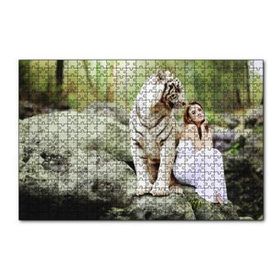 Cakapuzzle Doğada Kadın ve Kaplan 120 Parça Ahşap Puzzle