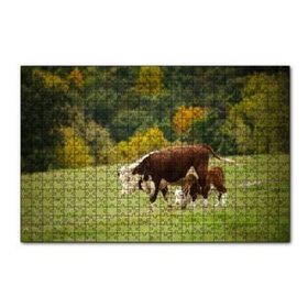Cakapuzzle Doğada Öküz Ve Dana Koşturmacası Görseli 120 Parça Ahşap Puzzle