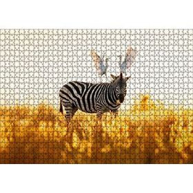 Cakapuzzle Doğada Zebra ve Kuşlar Görseli Mdf 1000 Parça Puzzle