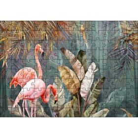 Cakapuzzle Doğadaki Çift Filamingo Görseli 120 Parça Ahşap Puzzle