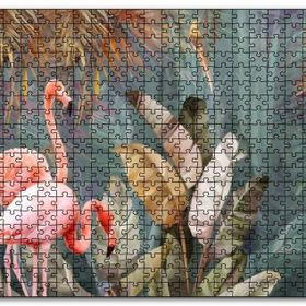 Cakapuzzle Doğadaki Çift Filamingo Görseli Mdf 1000 Parça Puzzle