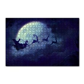 Cakapuzzle Dolunay Bulutlar Geyikler ve Noel Baba 120 Parça Ahşap Puzzle