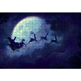 Cakapuzzle Dolunay Bulutlar Geyikler ve Noel Baba 120 Parça Ahşap Puzzle